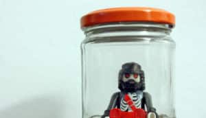 LEGO figure in a jar