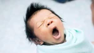 newborn baby yawns