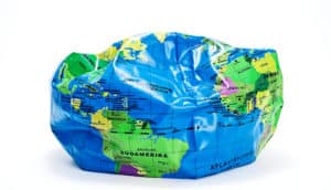 deflated plastic globe