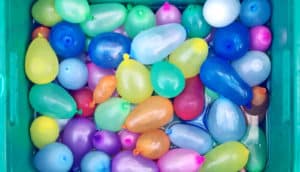 tub of water balloons