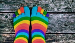 multi-colored socks (diabetes concept)