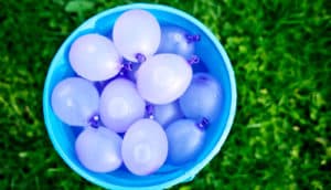 water balloons in bin (viruses concept)