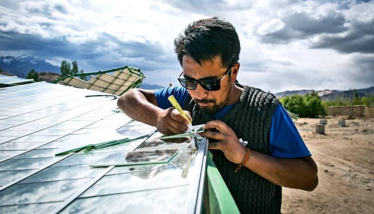 installing a solar panel