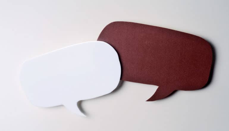 brown and white speech bubbles