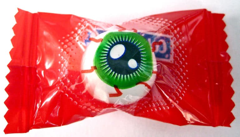 candy in wrapper looks like an eyeball