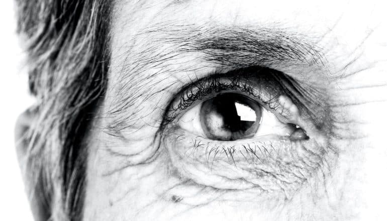 An older woman's eye in close-up