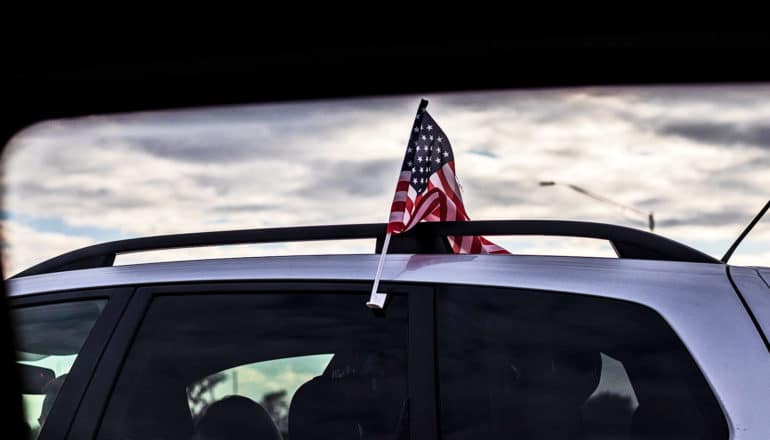 flag on vehicle