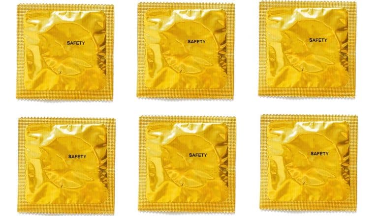 6 condoms, wrappers say "safety"