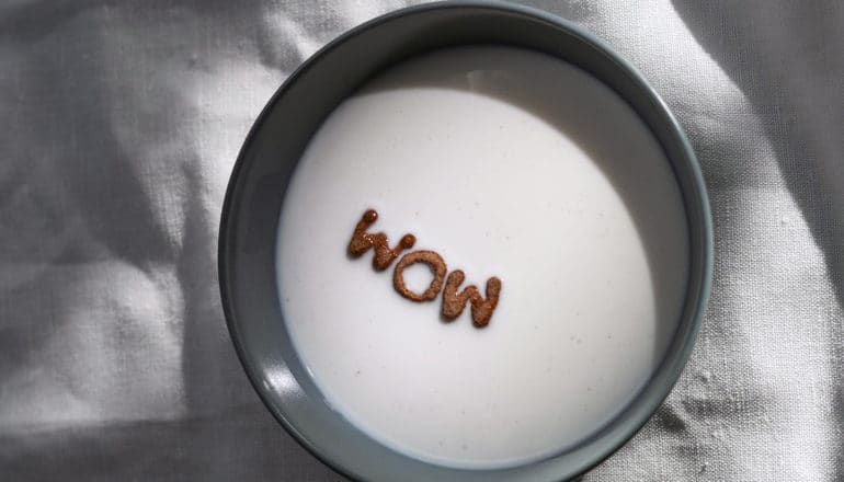 cereal spells "wow" in milk