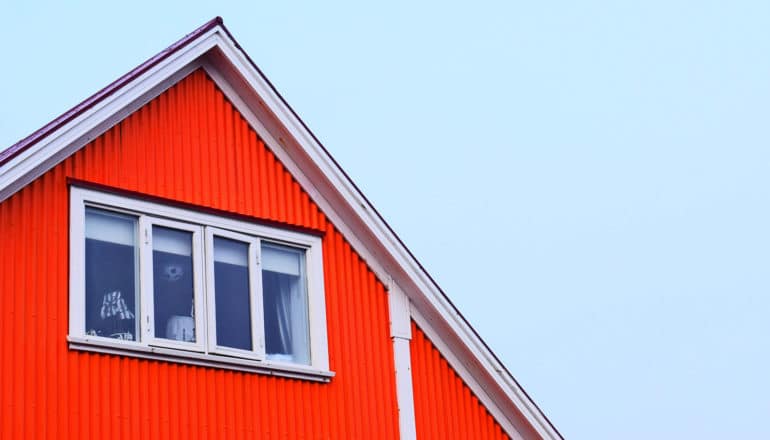 top window in red house