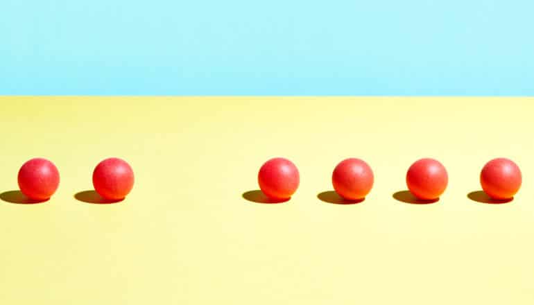 one missing from row of identical balls