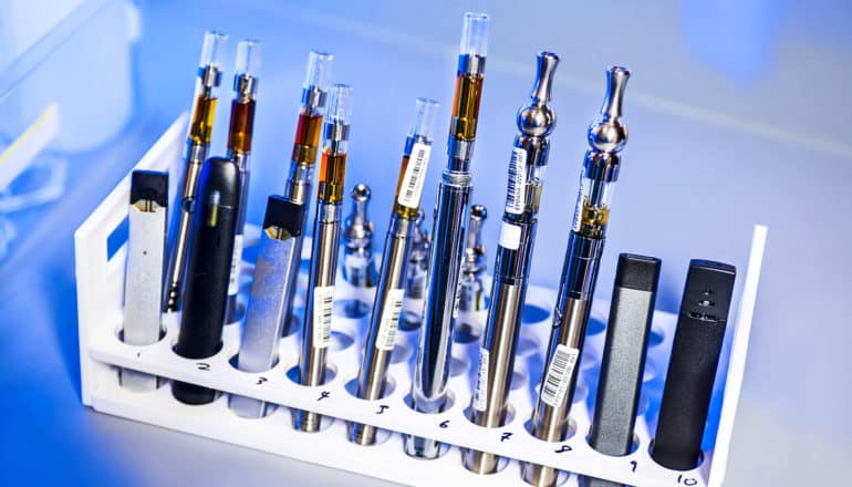 vape pens in test tube rack