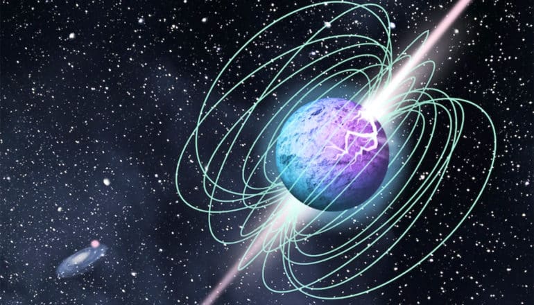 Illustration of fast radio bursts coming from a magnetar