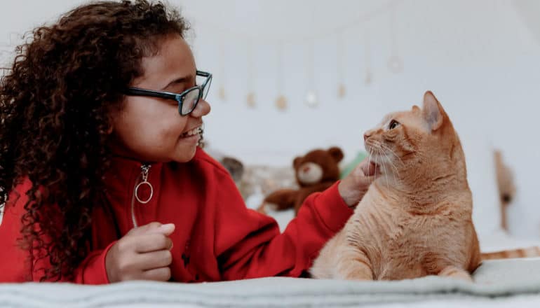 preteen and cat