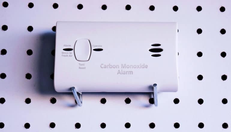 A carbon monoxide detector on a wall