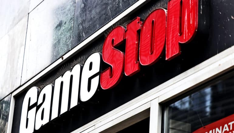 A GameStop store sign