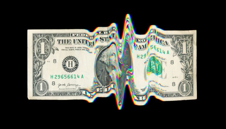 glitch effect on $1 bill