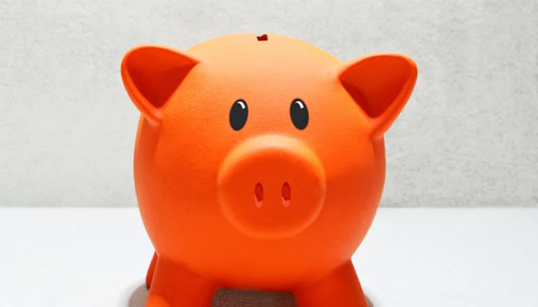 orange piggy bank