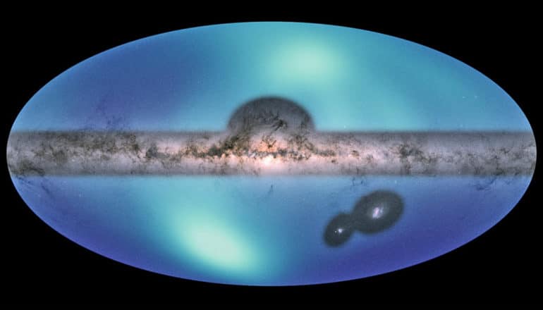 A strip of stars within a blue oval