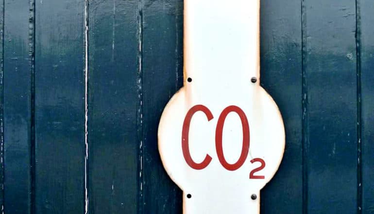 metal sign says "CO2"