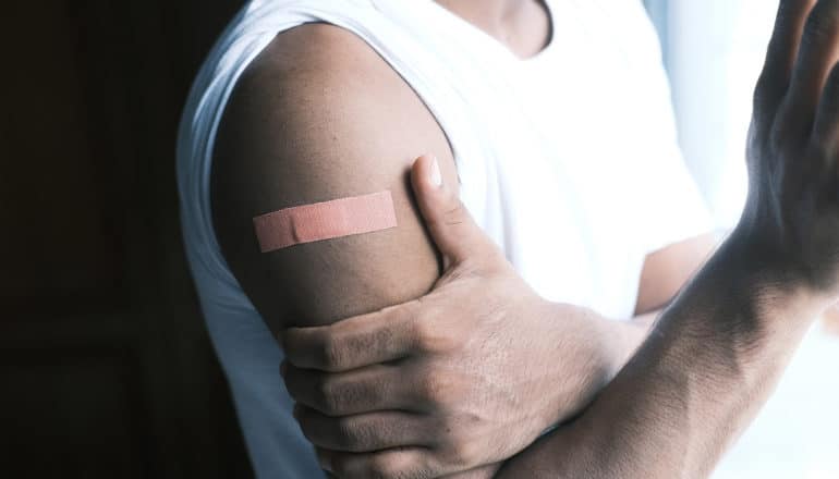 band-aid on upper arm