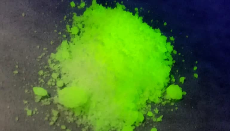 neon green powder in dark