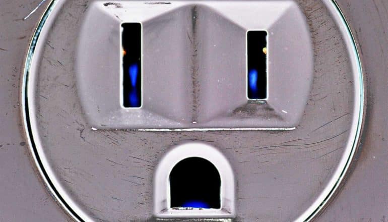 A close-up of a power outlet looks like a shocked face