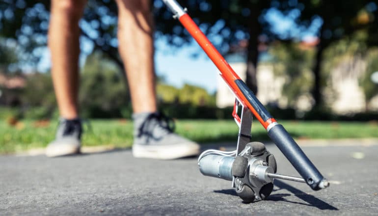 tip of cane with wheel gadgetry