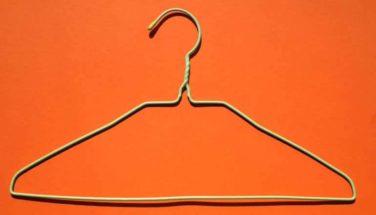 green wire clothes hanger