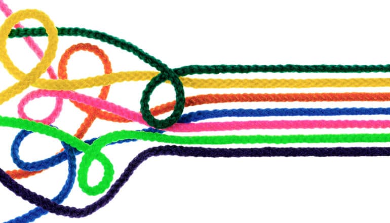 colorful strings go for loose and curly to tight and neat