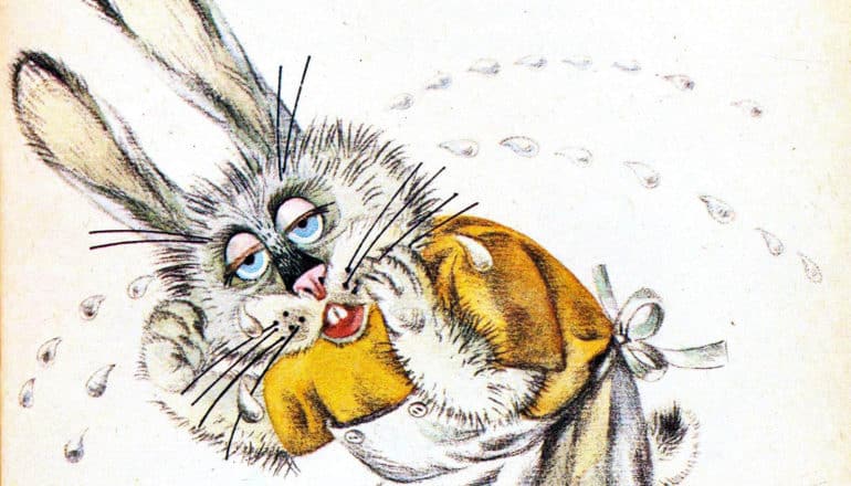 illustration of rabbit crying