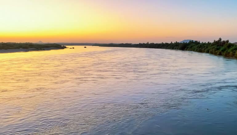 sunrise over Nile river