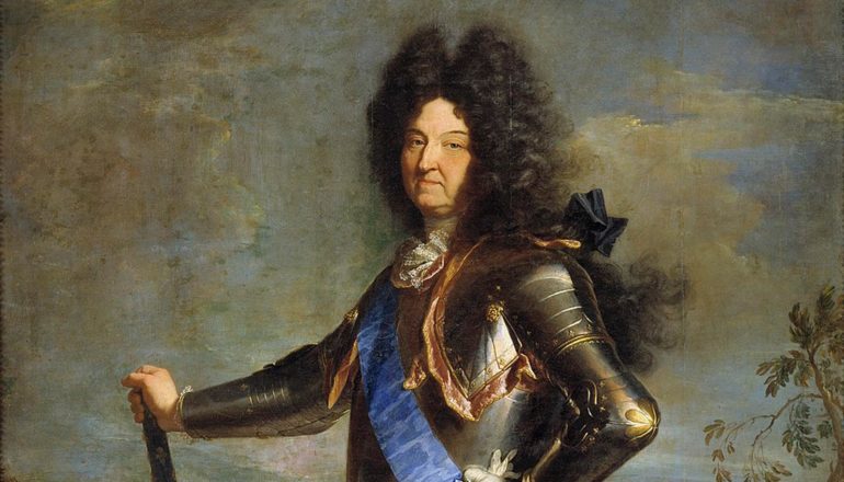 Louis XIV in armor, big hair