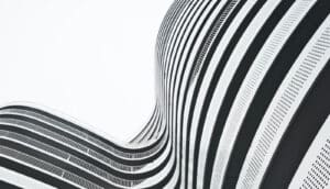 curvy, black and white architecture