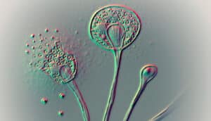 illustration of fungi with spores