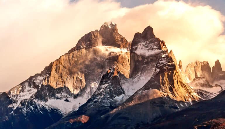 snowy andes peaks and clouds