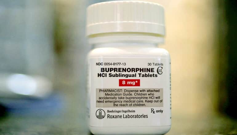 pill bottle labeled "burprenorphine"