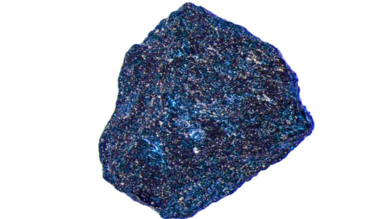 The material looks like a blue rock on a white background.