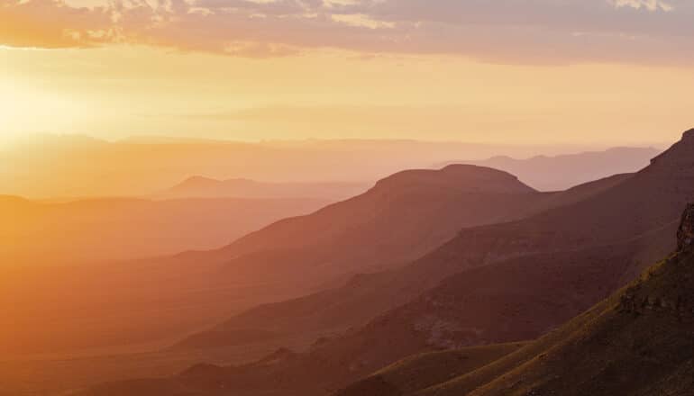 hazy view of sunset landscape