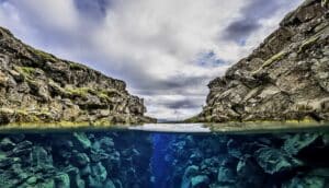 split level view of water in fissure