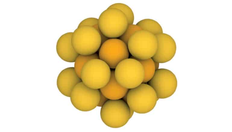 cluster of gold spheres